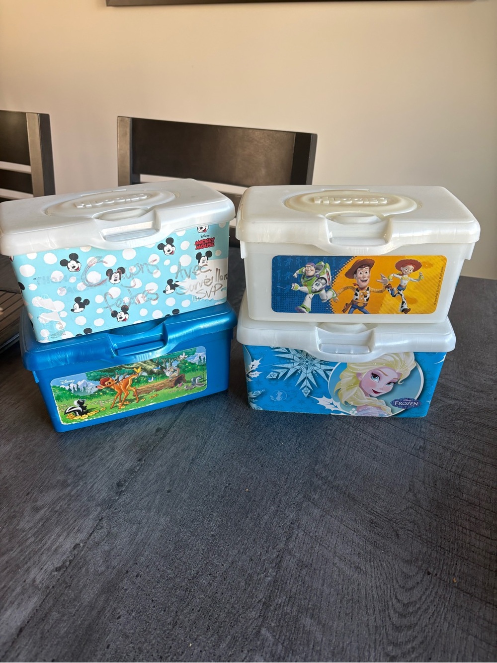 Disney, Huggies Baby Wipes Container Pop Up Refillable Empty lot of 4